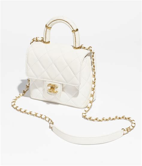 white chanel flap bag with top handle|25cm chanel flap bag.